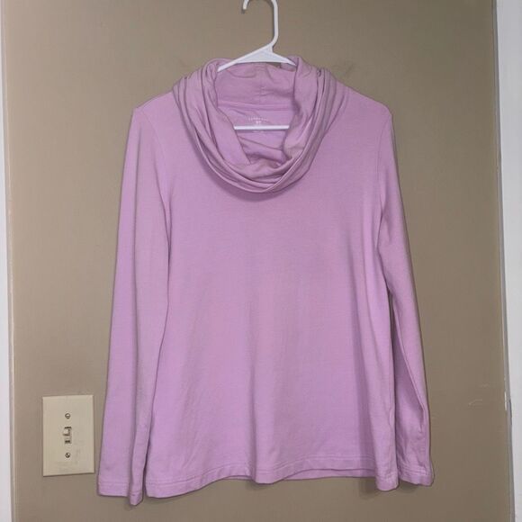 Lands End Women’s Pink Purple Cotton Blend Cowl Neck Sweater Petite Medium - Picture 7 of 9